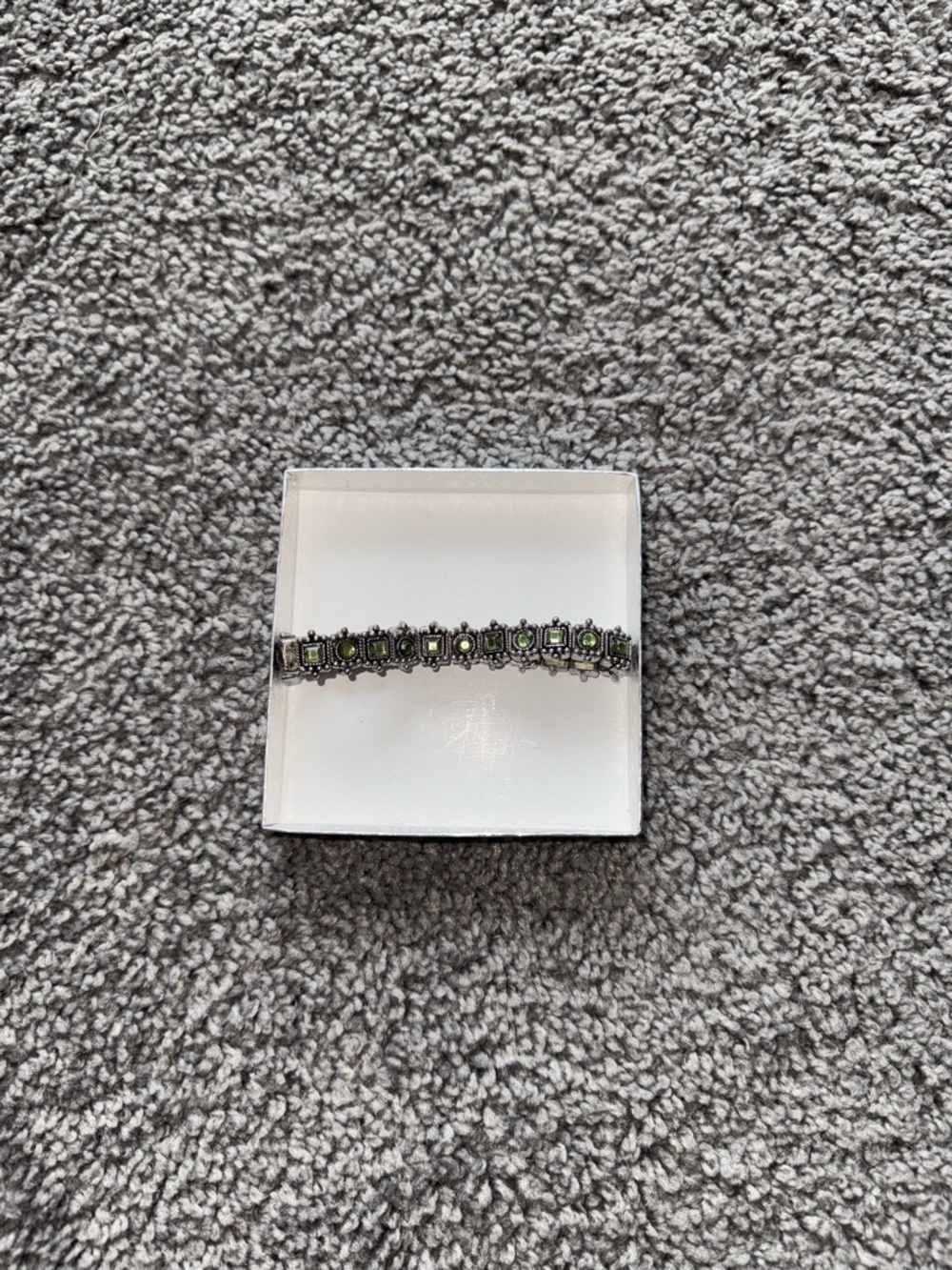 Sterling Silver Green Stone Tennis Bracelet Vintage